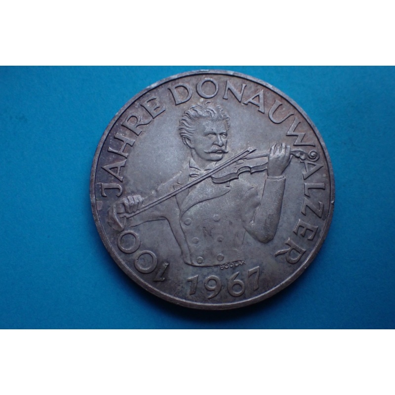 Austria, 50 Schilling 1967,  0.9 silver Johann Strauss, see images.