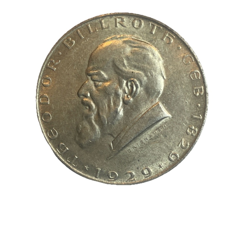 Austria 1929 2 Schilling AU/Unc 100th Anv. Birth of Dr. Theodor Billroth Surgeon