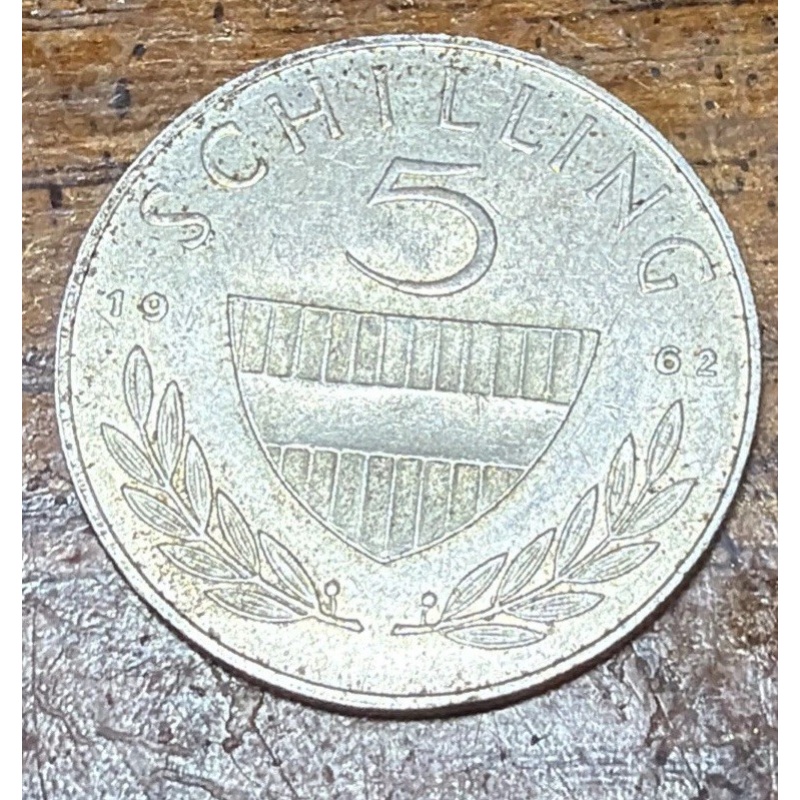 1962 Austria 5 Schilling Silver coin .640 ASW( 0.107 OZT )