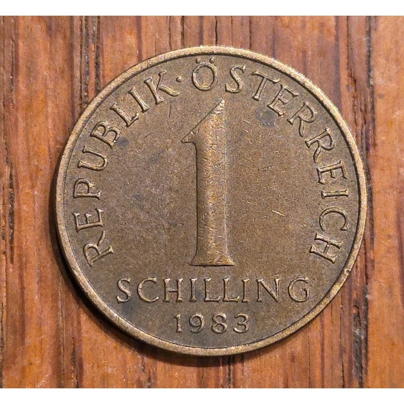 1983 Austria 1 Schilling, Denomination, 3 Edelweiss Flowers Aluminum-Bronze