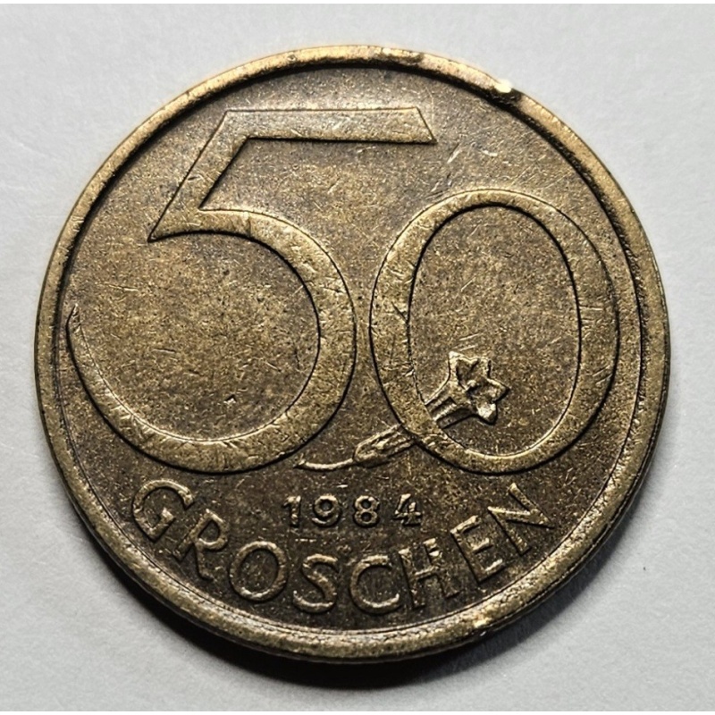 1984 Austria 50 Fifty Groschen - Aluminum Bronze - Austrian - World Coin Europe