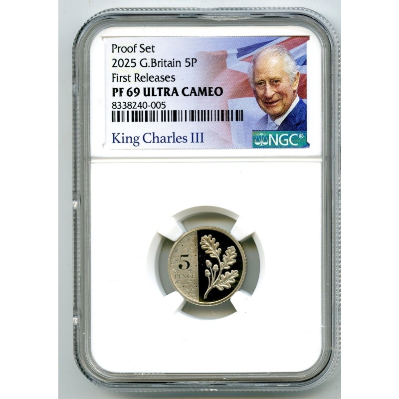 2025 GREAT BRITAIN 5P PROOF NGC PF69 UCAM OAK LEAF 5 PENCE FIRST RELEASES