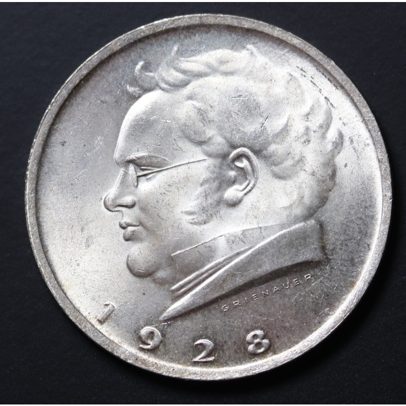 1928 Austria  2 Schilling Silver Coin Franz Schubert KM#?2843 Unc