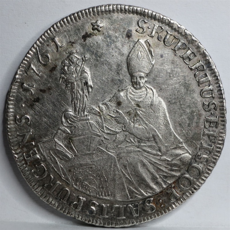AUSTRIA Salzburg Thaler 1761 XF Silver Bishop Sigismund RDR Madonna Rupert S30