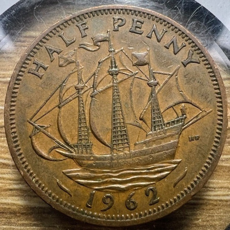 1962 Half Penny Great Britain Elizabeth II - Actual Coin - Free Shipping INV267