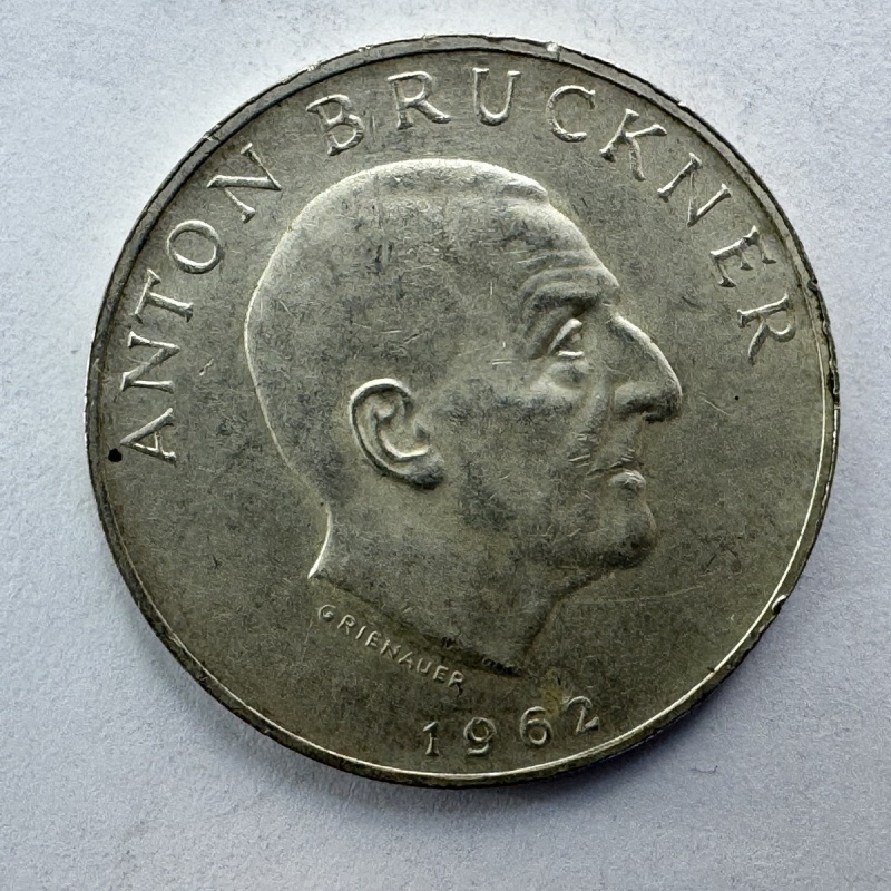1962 Austrian Silver Coin 25 Schilling Anton Bruckner 0.800
