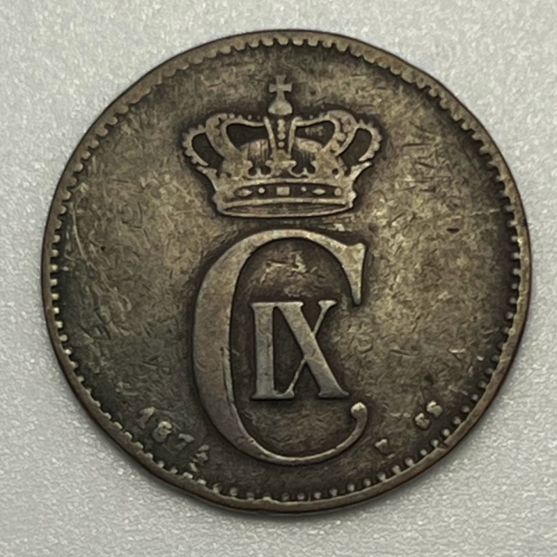 1874 Denmark 2 Ore KM#793 Bronze Dolphin World Coin