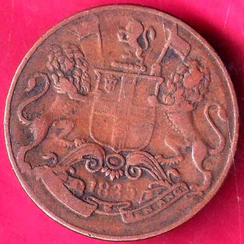 EAST INDIA COMPANY 1835 ONE QUARTER ANNA RARE COIN#J39