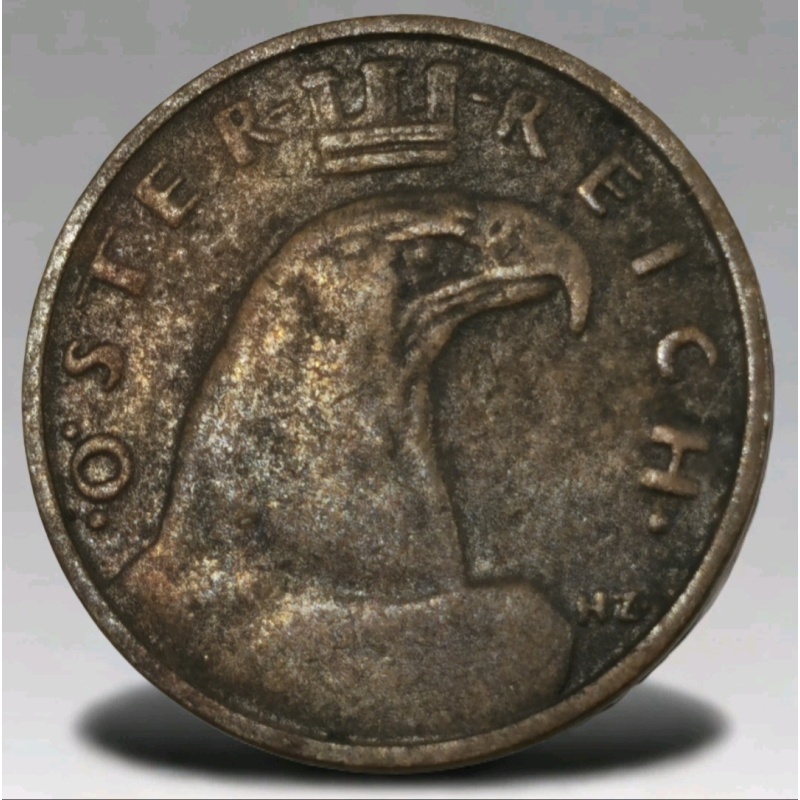 1924 Austria 100 Kronen Bronze Crowned Eagle Coin NP0483
