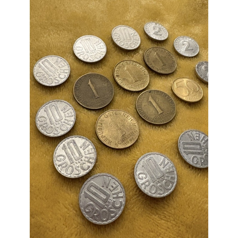 Austrian Coin Lot- Lot Of 17 - 10 Groschen / 2 Groschen / 1 Shilling 1950s-1970s
