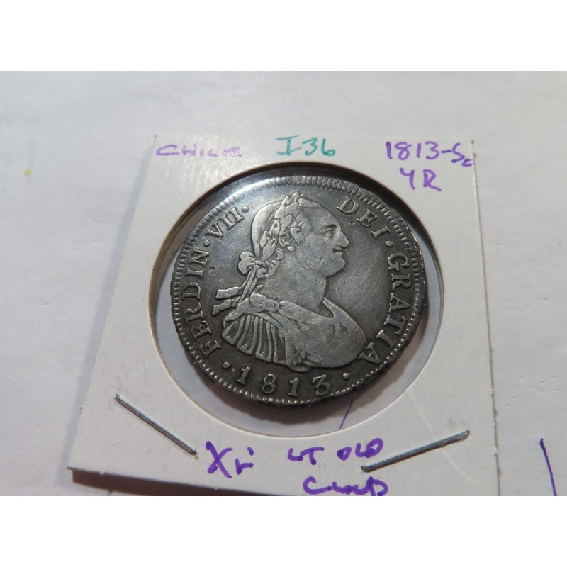 I36 Chile 1813-So. FI Silver 4 Reales XF Light