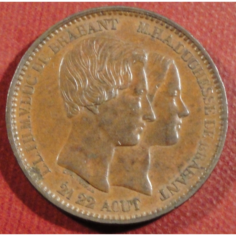 Belgium 1853 10 Centime Medalic Issue Marriage of Duke & Duchess of Brabant