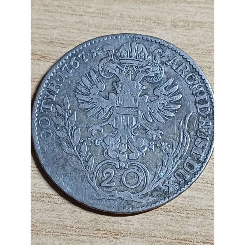 Austria 1767 Maria Theresa 20 Kreuzer Silver Kremnitz BB
