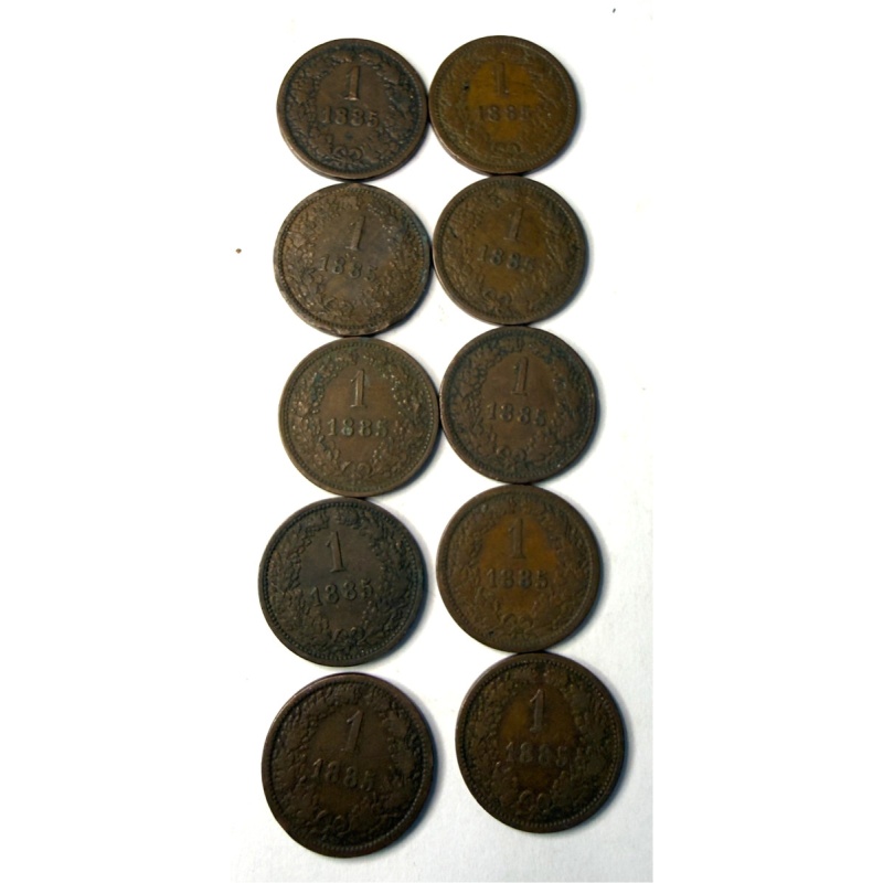 Lot of 10-  1885 Austria 1 Kreuzer - Copper