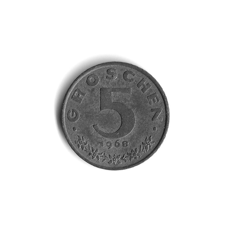 1968 Austria - 5 Groschen - 824 - Zinc - 2.5g