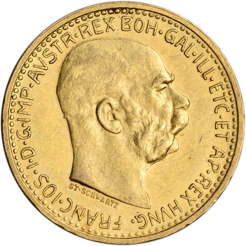 Austria Gold 10 Corona .0980 oz - Franz Joseph I - XF/AU