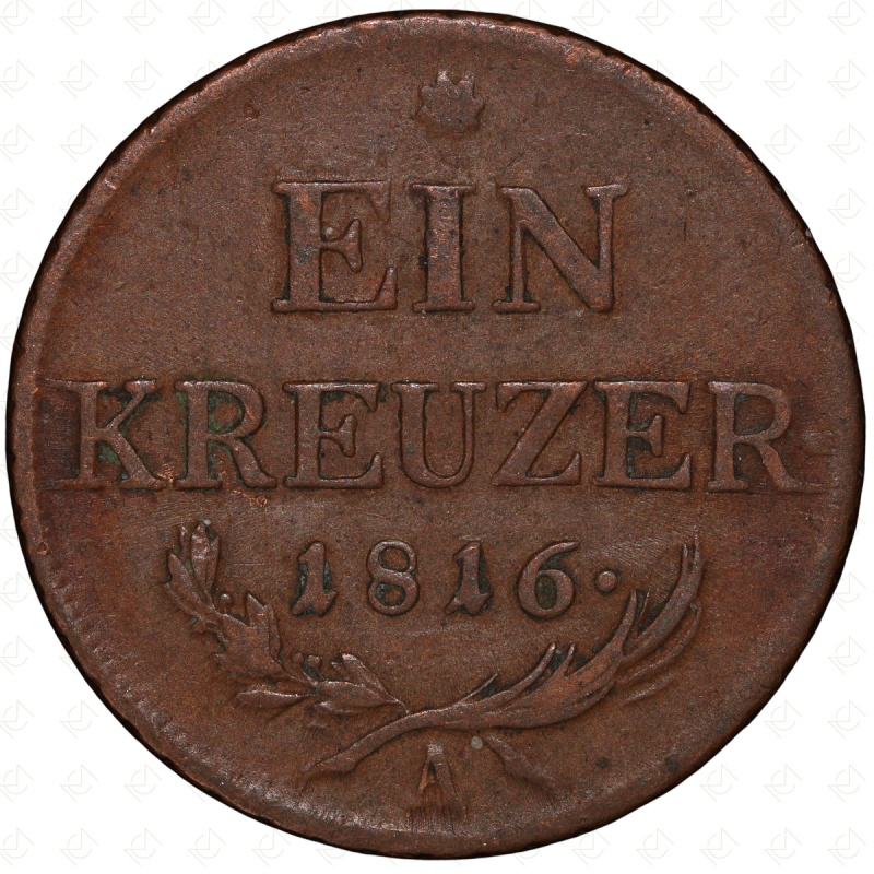 1816 A Austria Franz II 1 Kreuzer Coin – Vienna Mint – Copper