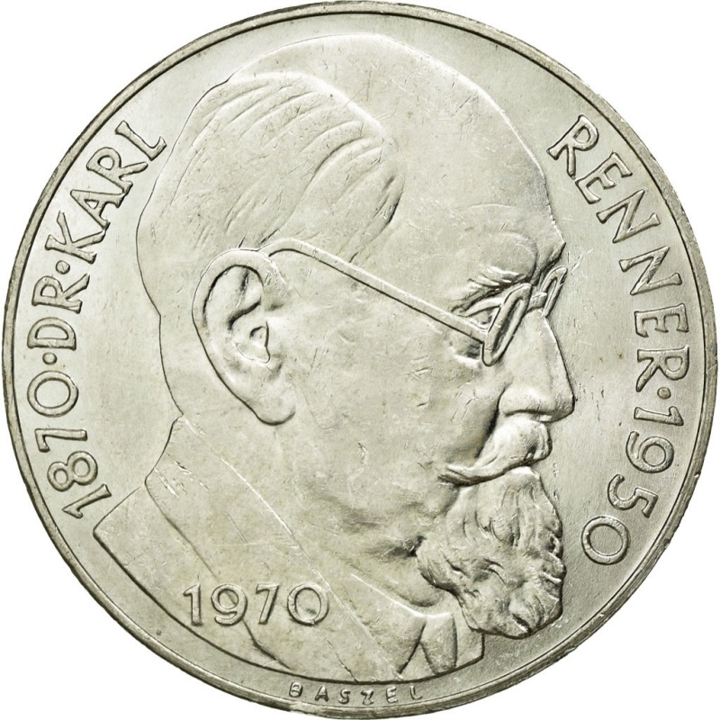 [#250728] Coin, Austria, 50 Schilling, 1970, MS(60-62), Silver, KM:2909