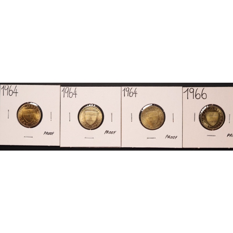 1964 & 1966  Austria 50 Groschen  Coins (4) Proof KM#?2885
