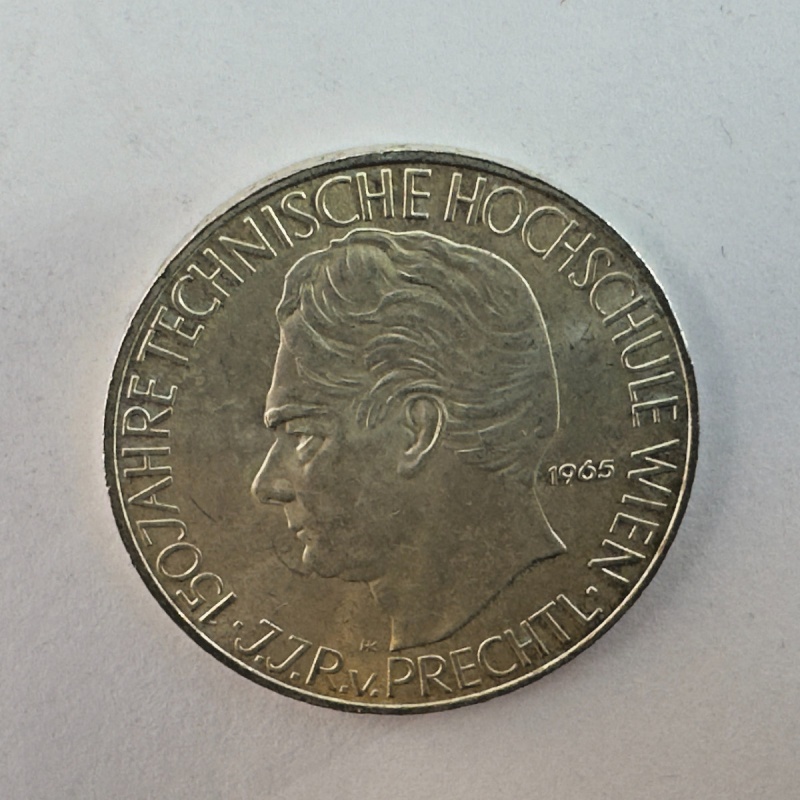 1965 Austria 25 Schilling Vienna Technical University 0.800 Silver Coin