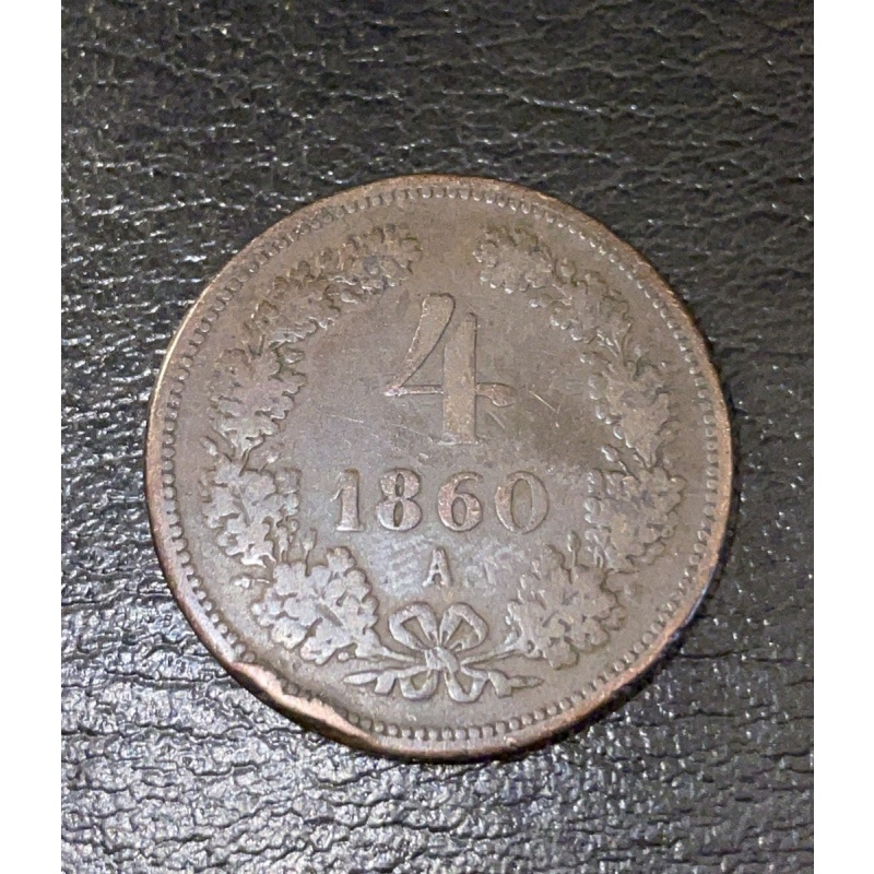 1860 AUSTRIA Eagle 4 Kreuzer Coin