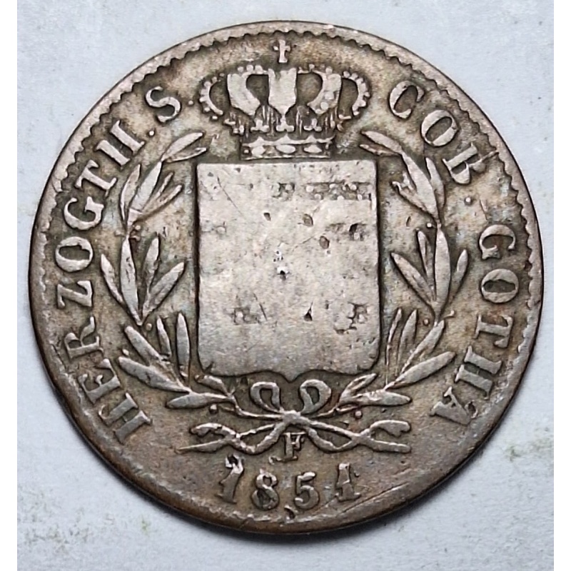 Duchy of Saxe-Coburg and Gotha. German States copper coin 1 Pfennig 1851