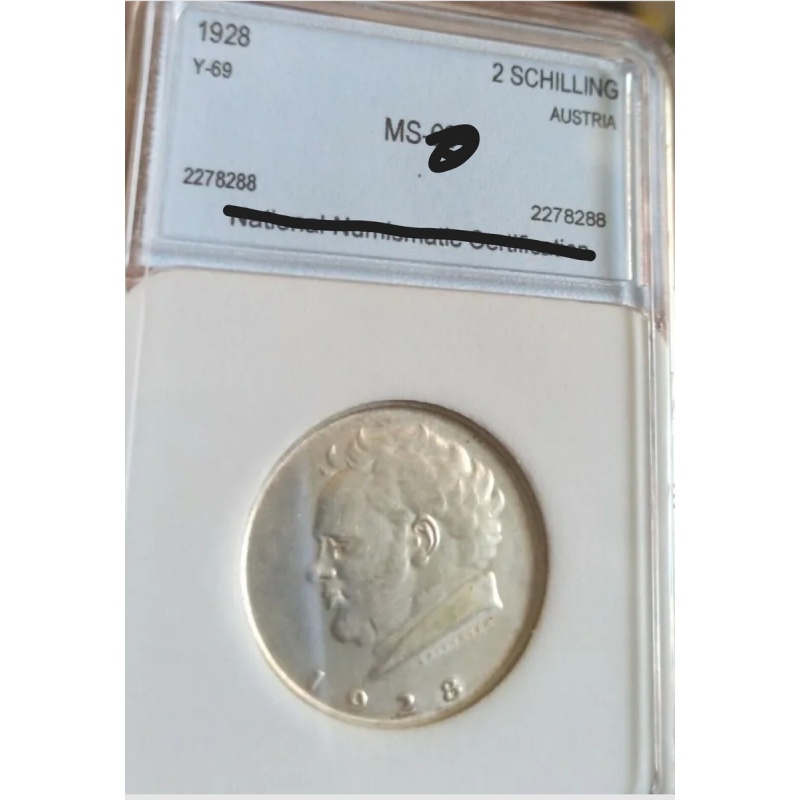 Austria Osterreich ?? 2 Schilling 1928 Silver ?? HIGH GRADED  UNC Uncirculated