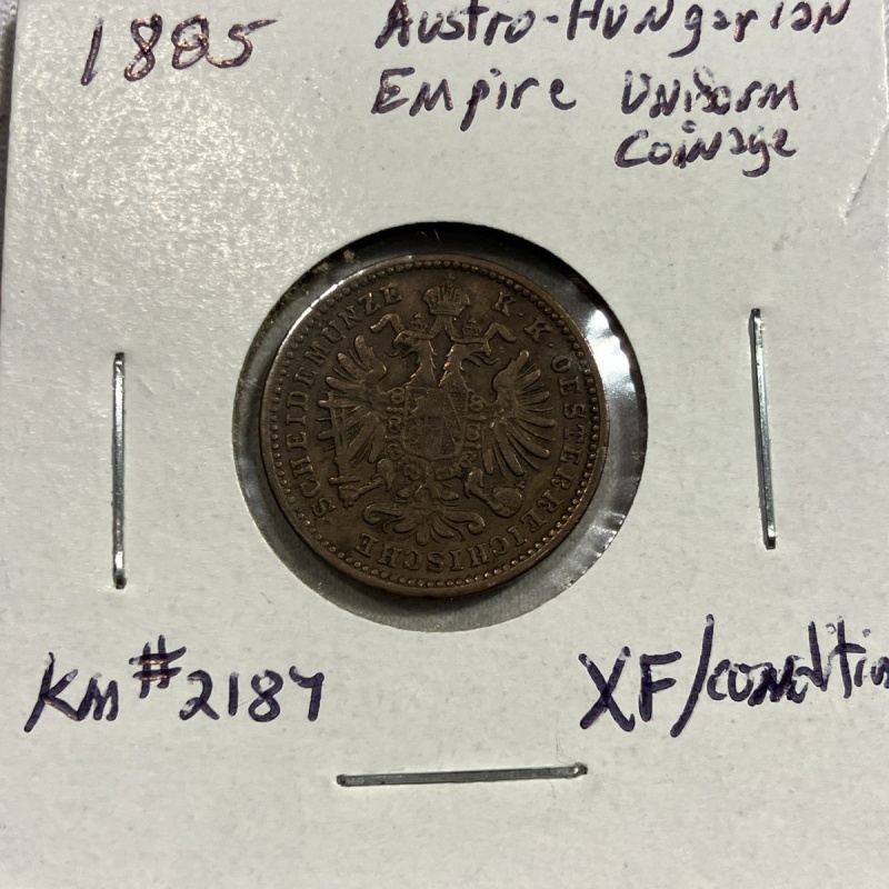 1885 AUSTRO-HUNGARIAN EMPIRE UNIFORM COINAGE XF 1 KREUZER - FREE SHIP