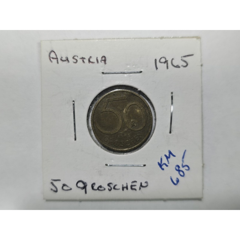 Austria 1965 50 Groschen Aluminum-Bronze Coin Austrian Shield