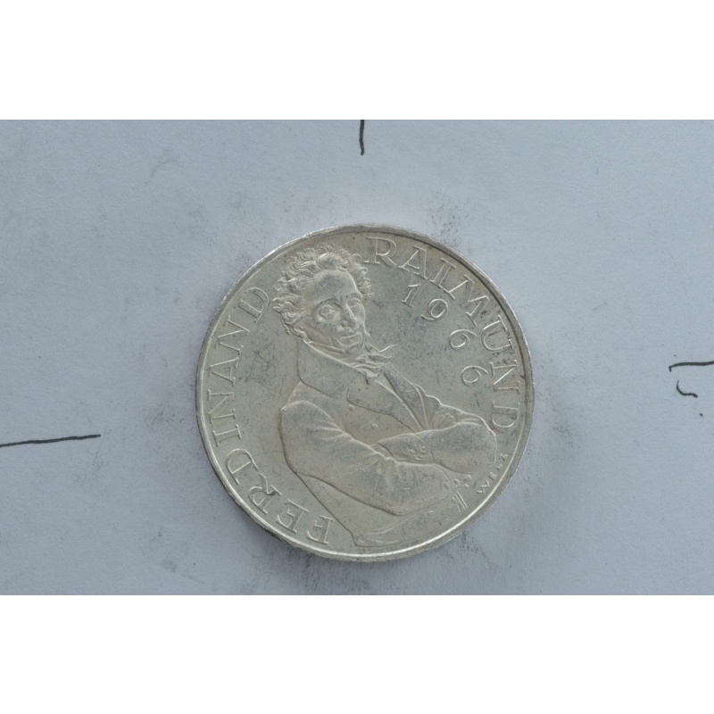 1966 Austrian Mint 25 Schilling silver coin Ferdinand Raimund vintage coin