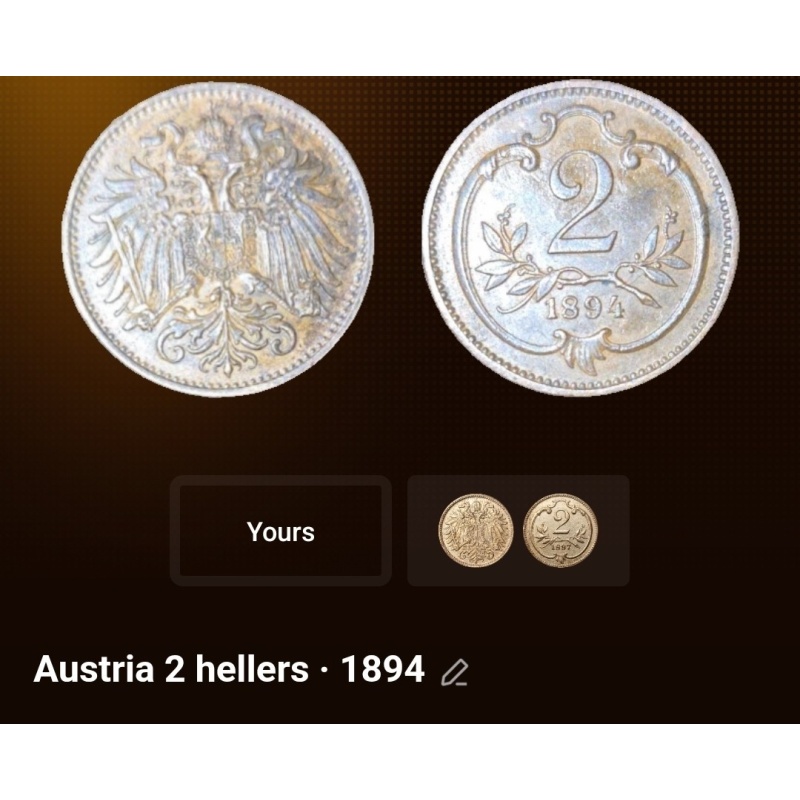 Austrian 2 Hellers Coin 1894  Coin Fine Condition