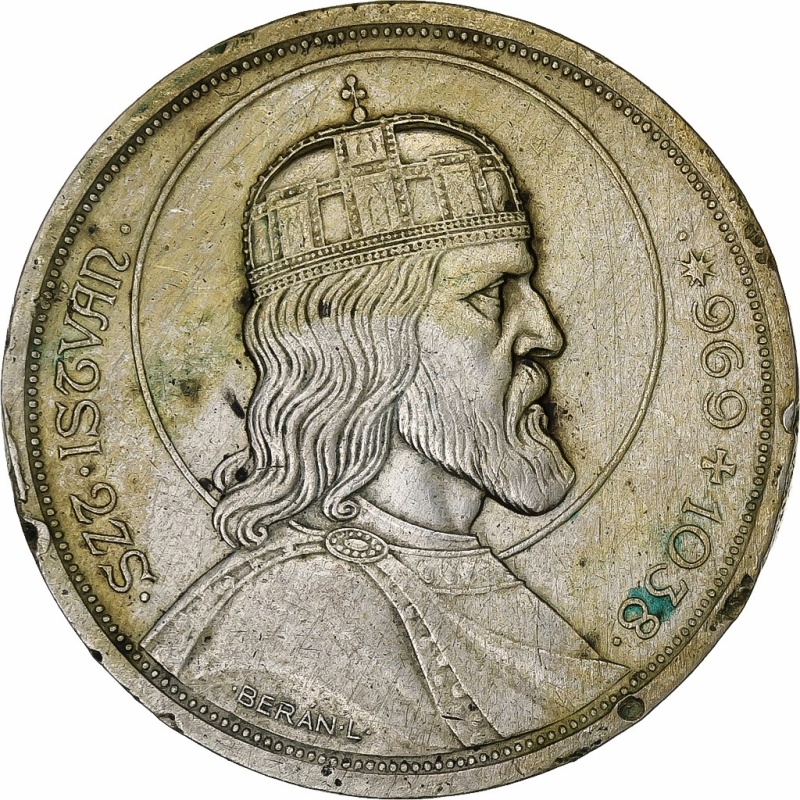 [#1029640] Hungary, 5 Pengö, 1938, Budapest, Silver, EF, KM:516