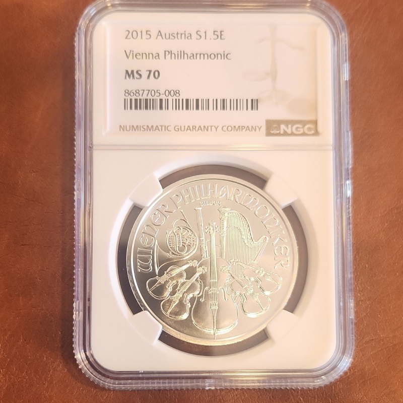 Austria 1.5 Euro 2015 Vienna Philharmonic Silver Coin NGC MS 70 KM# 2999