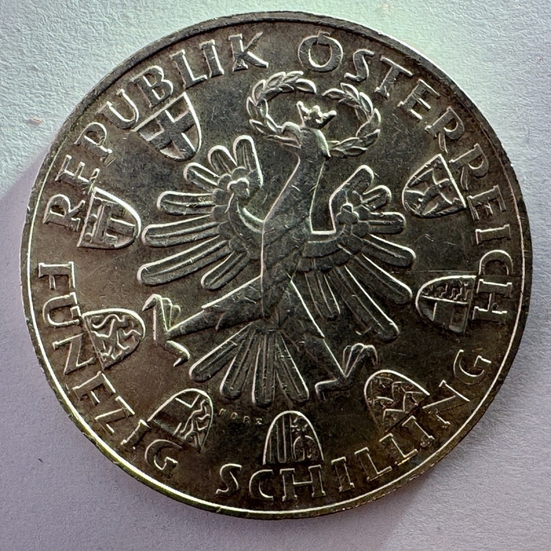 1959 Austria 50 Schilling Andreas Hofer Silver Coin • 0.900 Ag • Austrian Mint
