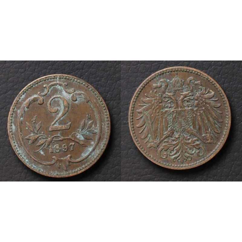 *Austria 2 Hellers  1897, Coin [E6665]7d9
