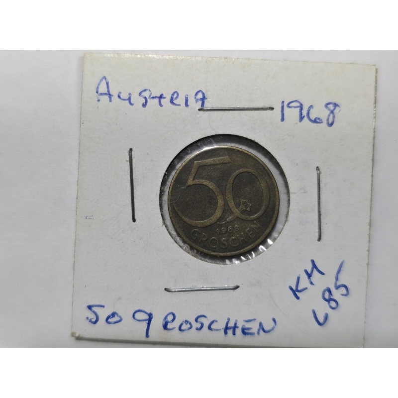 Austria 1968 50 Groschen Aluminum-Bronze Coin Austrian Shield