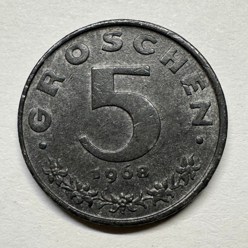 1968 Austria 5 Groschen - Coin #C-093