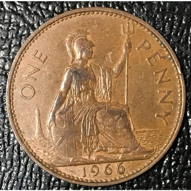 HIGH GRADE AU 1966 GREAT BRITAIN PENNY QUEEN ELIZABETH COIN-AGT071