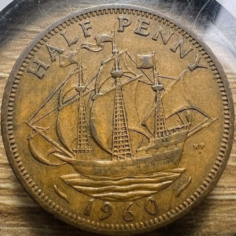 1960 Half Penny Great Britain Elizabeth II - Actual Coin - Free Shipping INV265