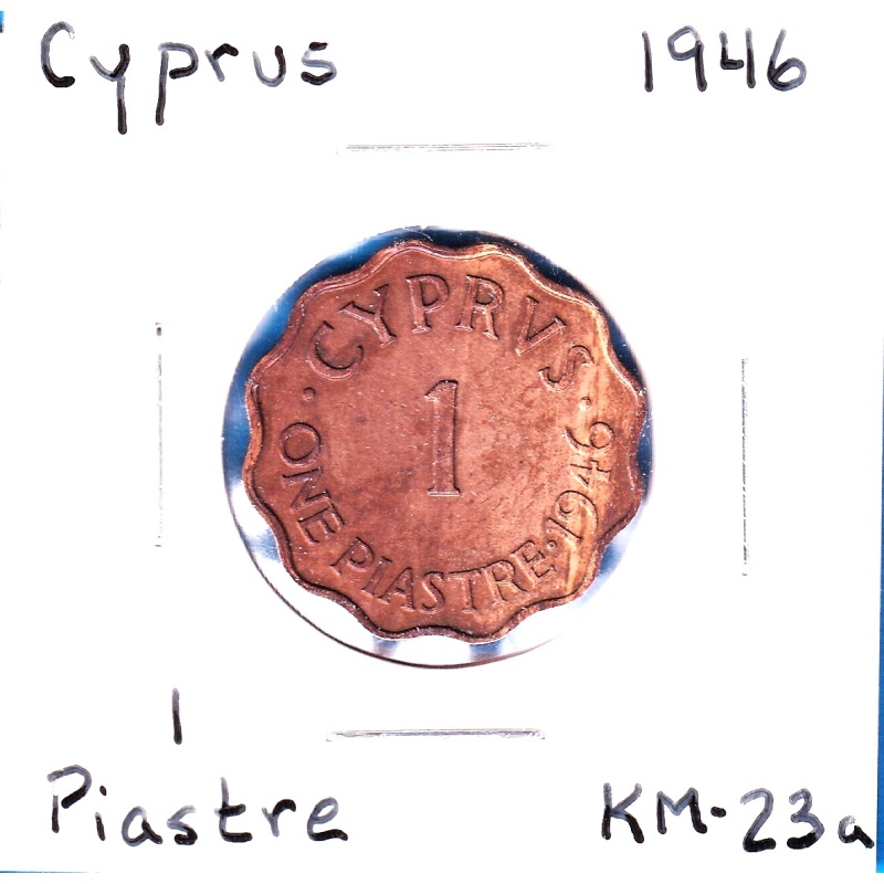 1946 Cyprus 1 Piastre (KM-23a) Bronze [George VI]
