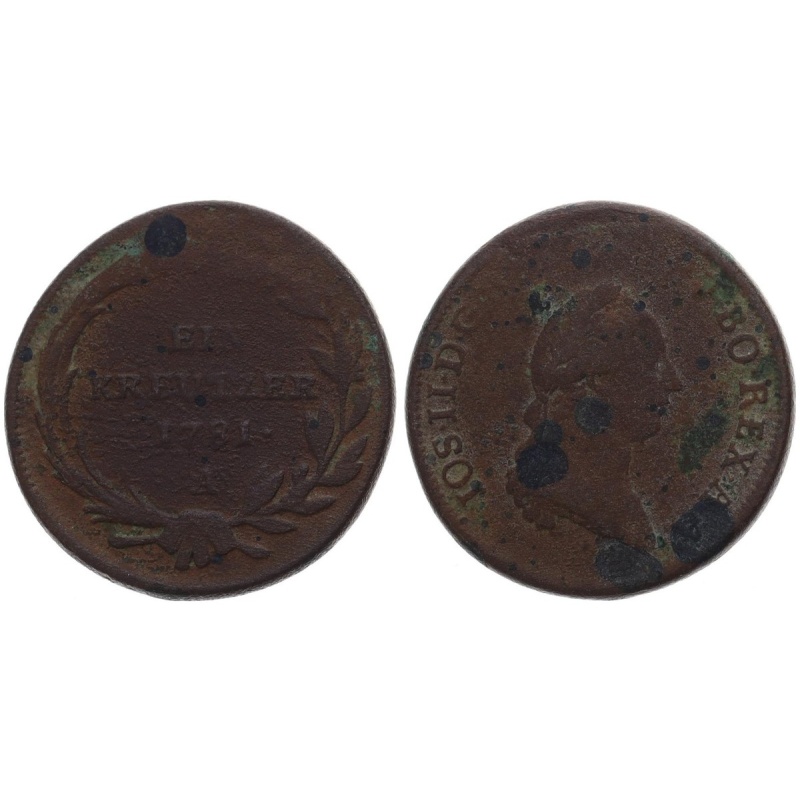 Austria 1 Kreuzer Kreutzer 1781 - Copper, 7.4g, Ø 24mm KM# 2056