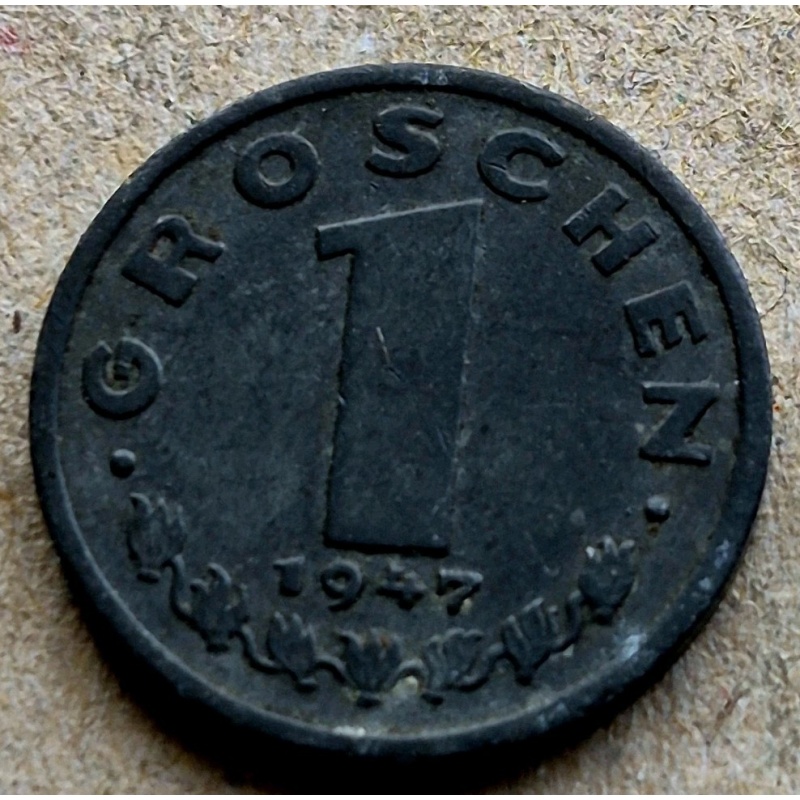 Austria 1947. One Groschen. Coat of arms. Escutcheon and four ears. KM# 2870
