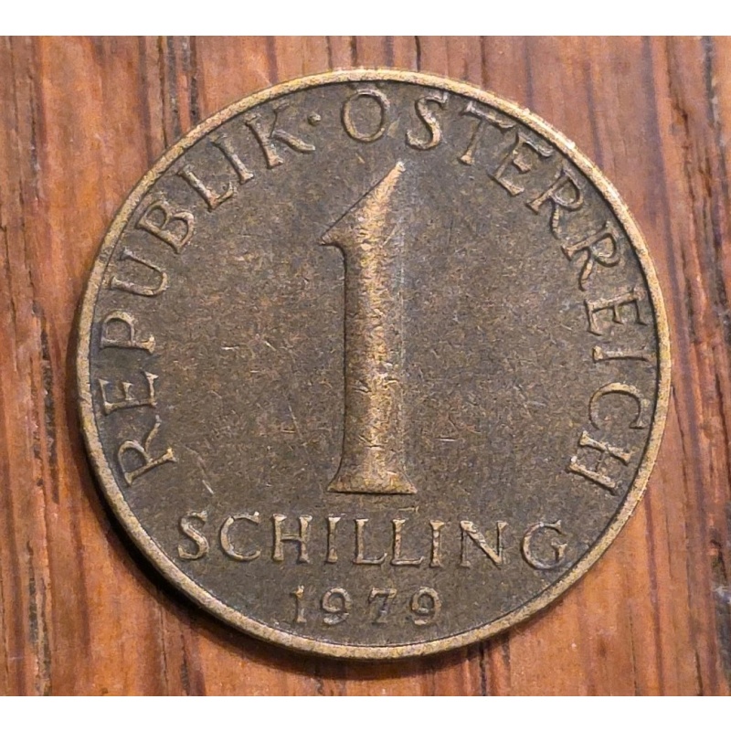1979 Austria 1 Schilling, Denomination, 3 Edelweiss Flowers Aluminum-Bronze