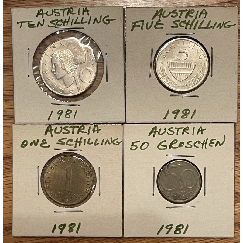 Lot of 4 Austria Coin Denominations, 1981, High Grade - Combined Shipping OK