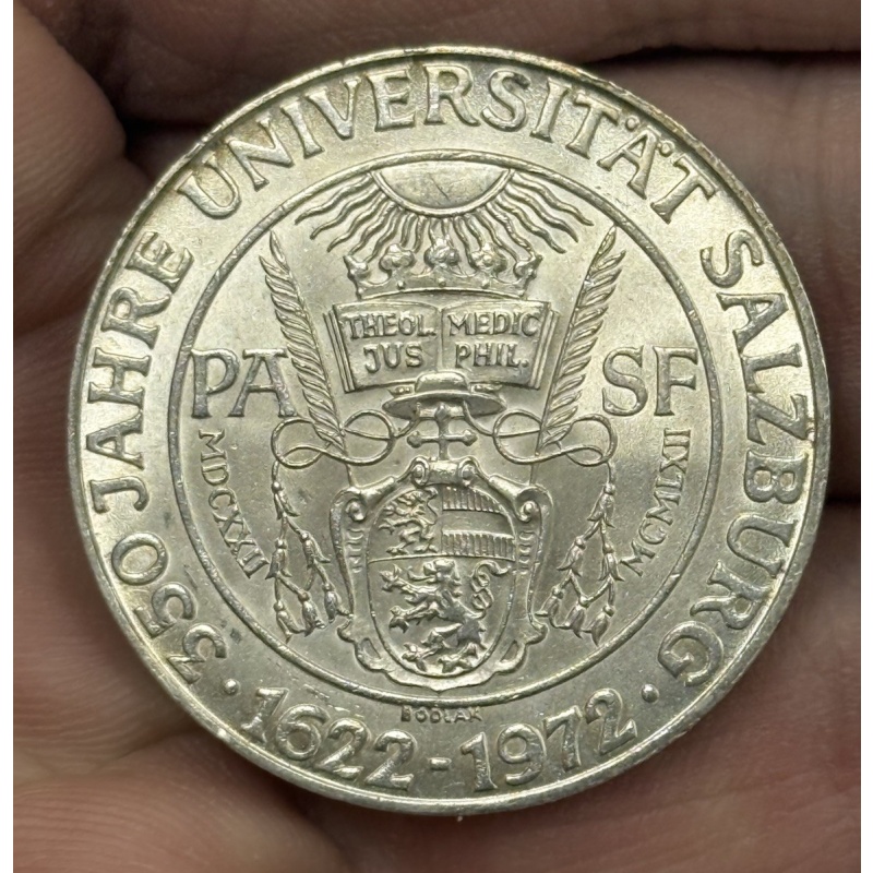 1972 Austria University of Salzburg Silver 50 Schilling Coin #3676