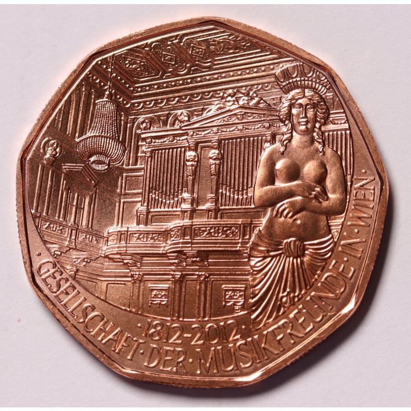 2012 Austria 5 Euros Society of Music Lovers - Copper Coin, Unc	KM#?3206