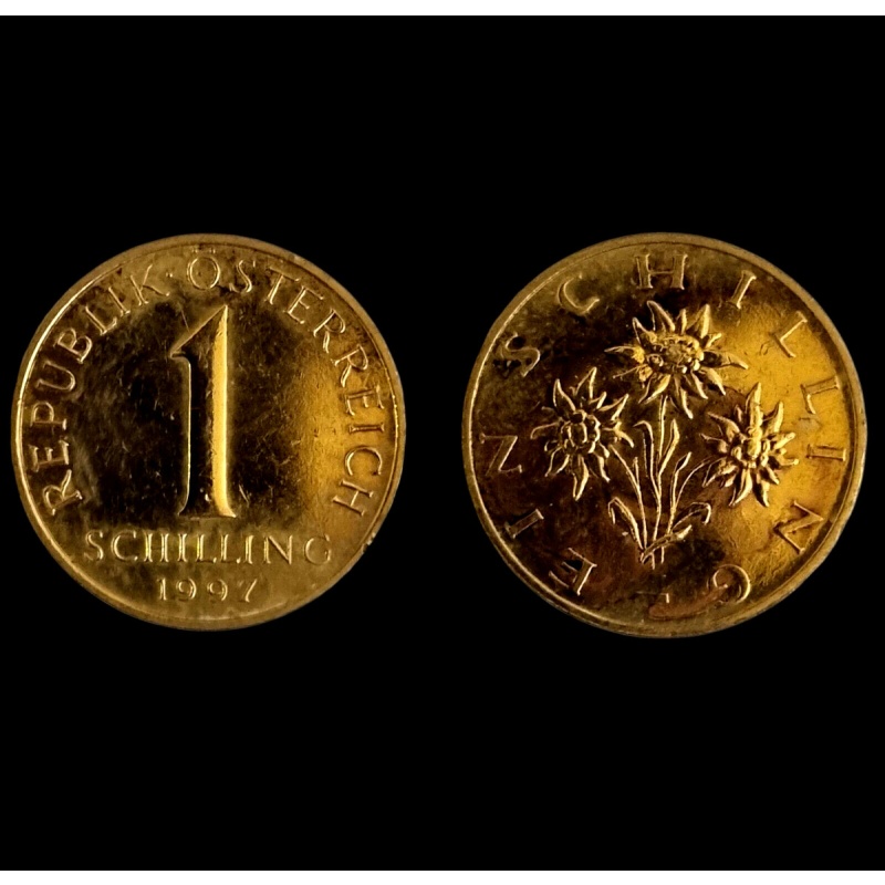 AUSTRIA 1 Schilling Coin Date 1997 Three edelweiss flowers REPUBLIK·ÖSTERREICH
