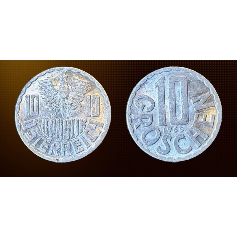 1965 Austria 10 Ten Groschen - Austrian Coin - Aluminum - Europe - World Coin