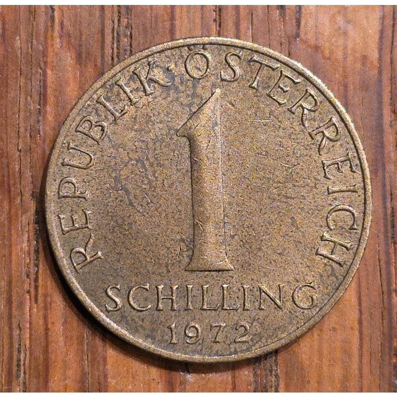 1972 Austria 1 Schilling, Denomination, 3 Edelweiss Flowers Aluminum-Bronze