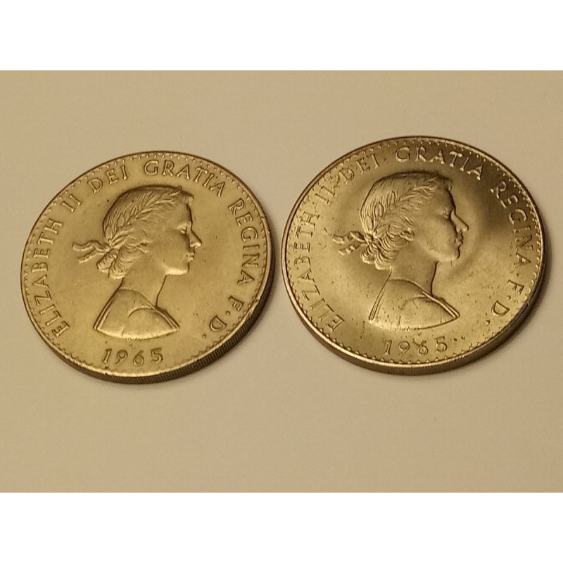 1965-Winston Churchill Crown Coin British Queen Elizabeth Lot of 2.